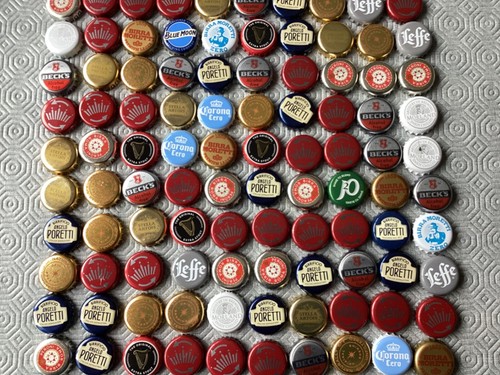 100 beer bottle tops - , crown